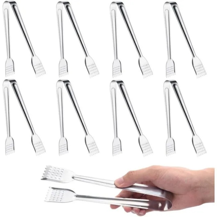 Set de 8 clesti de servire din otel inoxidabil 1 mm, 7 inchi, varf zimtat, argintiu, cod cidiscount-xKx-260805-481