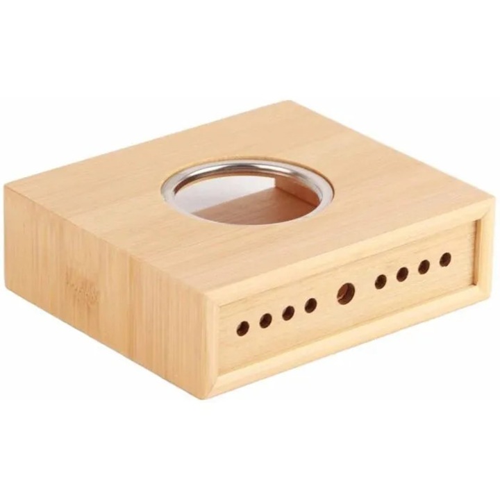 Incalzitor pentru ceainic din bambus cu insertie metalica, natural (suport pentru ceai)