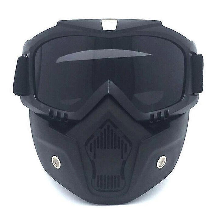 Ochelari de protectie cu masca detasabila din TPU, lentila PC anti-UV, windproof, negru, marime universala