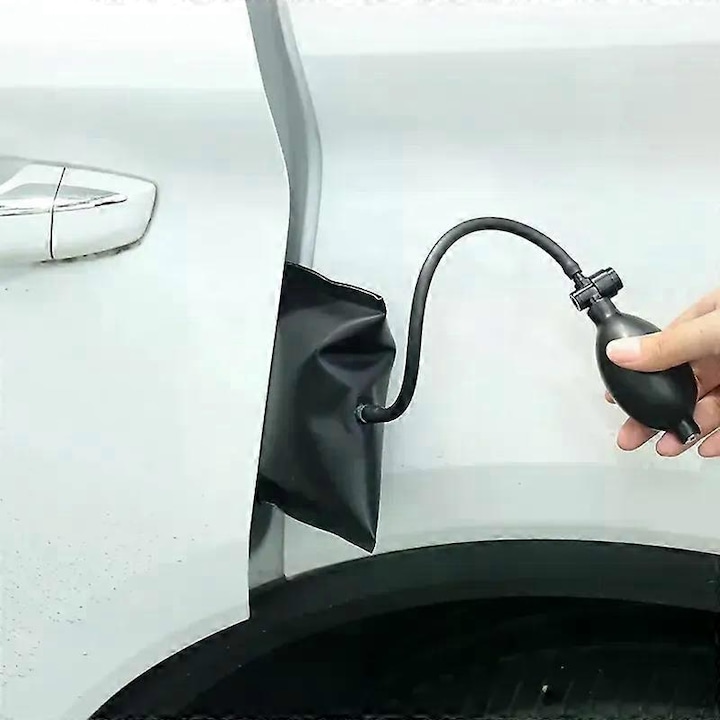 Cuneu pneumatic pentru montaj si pozitionare geam/usa auto, pompita, reglabil 2–10 cm, sarcina maxima 200 kg, cauciuc poliuretan, negru, 16 x 15 cm