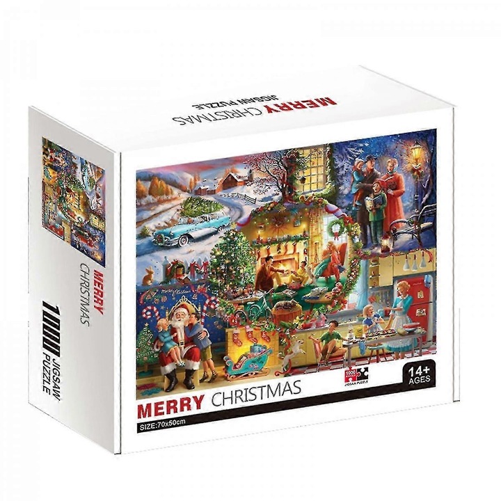 Calendar de Advent puzzle 1000 piese Merry Christmas, scena de Craciun multicolor, 70 x 50 cm, eMAG-CJ16-fr2608055857