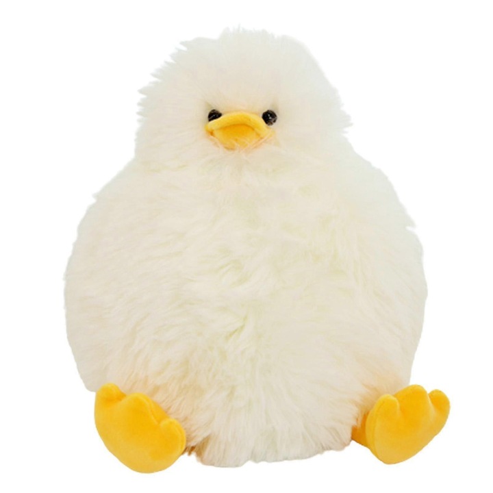 Jucarie de plus pui, umplutura din bumbac PP, moale, 25 cm, alb/galben