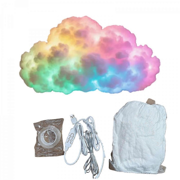Lumini LED nor DIY eMAG-CJ16-fr2608056764, handsewn cu lumina multicolora, control APP, alimentare USB, 200/400/600/800 cm
