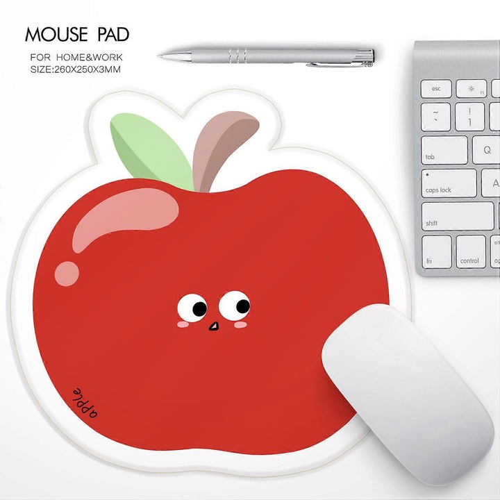 Covoras pentru mouse eMAG-CJ16-fr2608055641, din material textil cu imprimare termica, fata unica, rosu, 260 x 250 x 3 mm