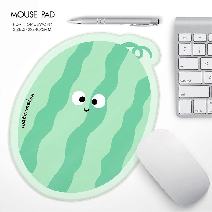 Mouse pad din tesatura cu model cartoon pepene, verde, 270 x 240 x 3 mm