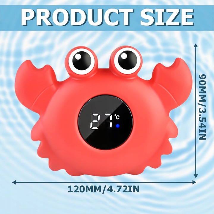 I4O5QNTR19 digitális fürdőhőmérő, LED, vízálló, rák/figura design, piros, 120 x 90 mm