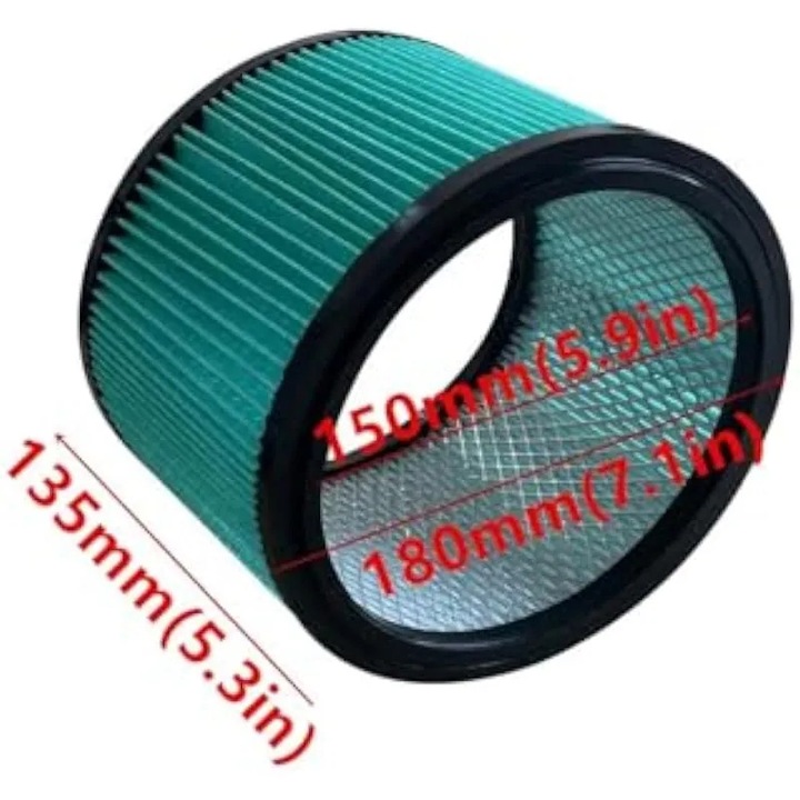 Filtru cartus K0544-26805-264-AMC, compatibil cu Einhell TE-VC 2230 SAC/TE-VC 2340 SAC, filtru de inalta eficienta, verde, O interior 150 mm, O exterior 180 mm, inaltime 135 mm