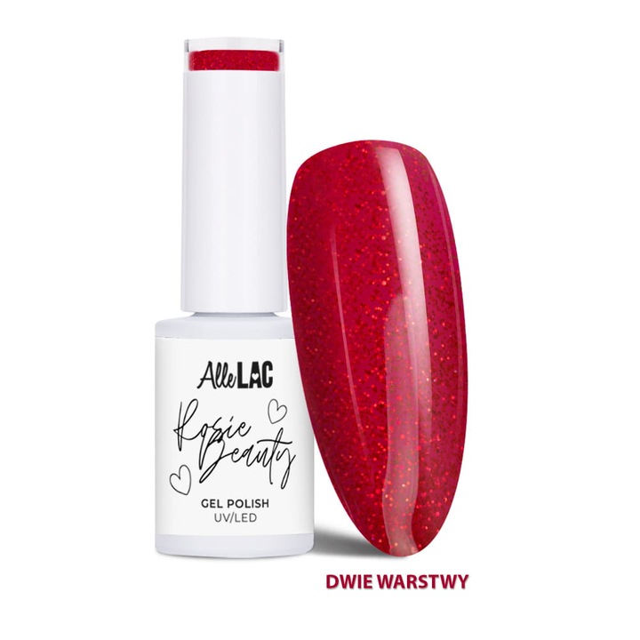 Lac gel UV/LED AlleLac Rosie Beauty Rudolf 294150, rosu sclipitor cu glitter, 6 g, acoperire in 2 straturi