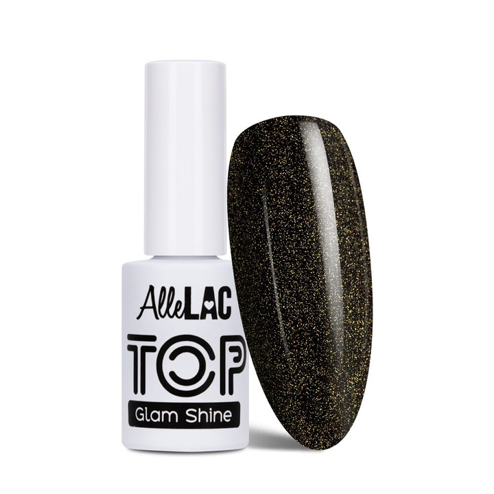 Top fara sters AlleLac Glam Shine Peridot, cu sclipici fin, auriu (Peridot), 5 g