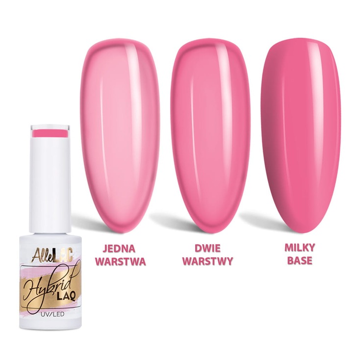 Lac gel hybrid AlleLac Nr 224 Limited Edition, LED/UV, semi-transparenta, roz, 5 g