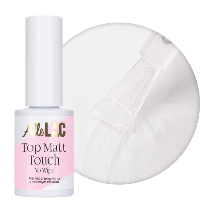 Top pentru unghii AlleLac Top Matt Touch No Wipe, mat, transparent, 7 g