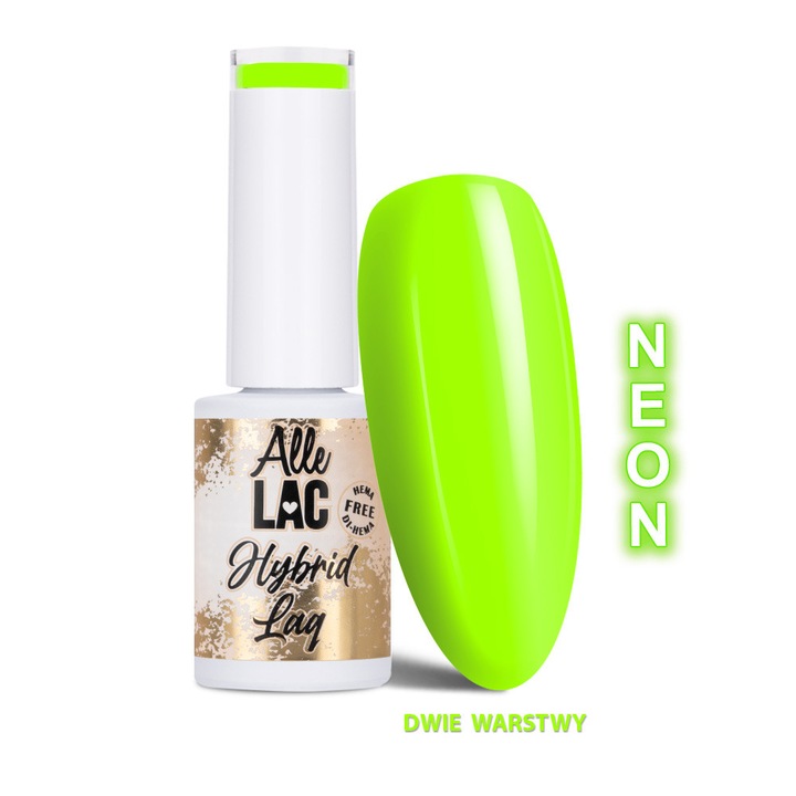 Lac de unghii hibrid AlleLac Nr. 256 Limited Edition, HEMA/Di-HEMA free, neon verde, 5 g