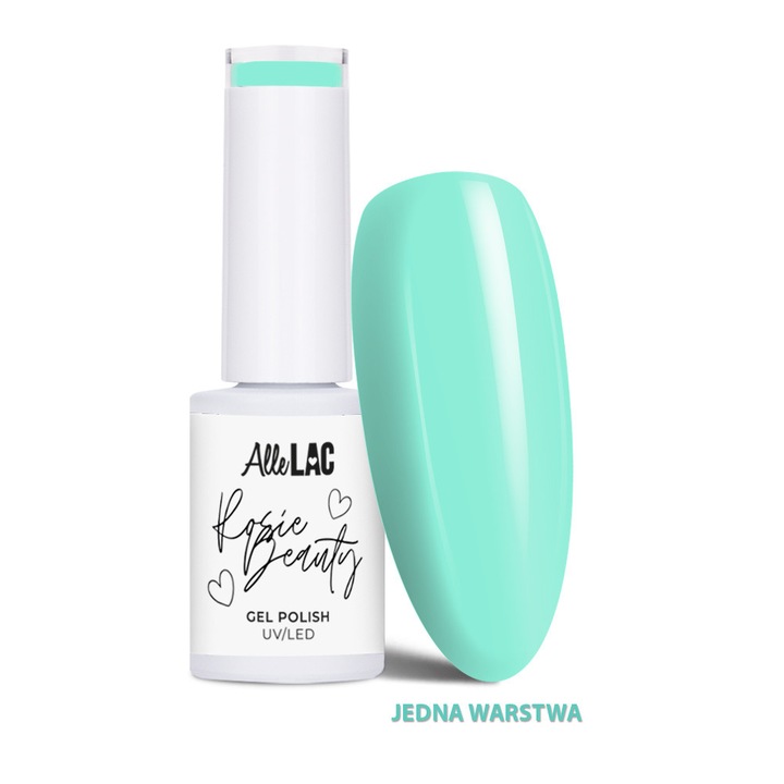 Lac de unghii semi-permanent LED/UV AlleLac Spring Vibes x Rosie Beauty Mint Ice Cream, HEMA/Di‑HEMA free, menta pastel, 6 g, 295260