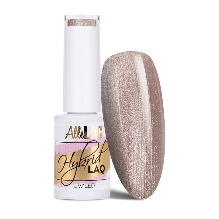 Lac hybryd LED/UV AlleLac Bossy Girl nr. 85, perlat cu sclipici (sampanie-roz), 5 g