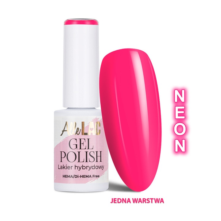 Lac de unghii gel AlleLac Pinks PI36 Hot Flamingo, HEMA/Di-HEMA free, neon roz, 6 g