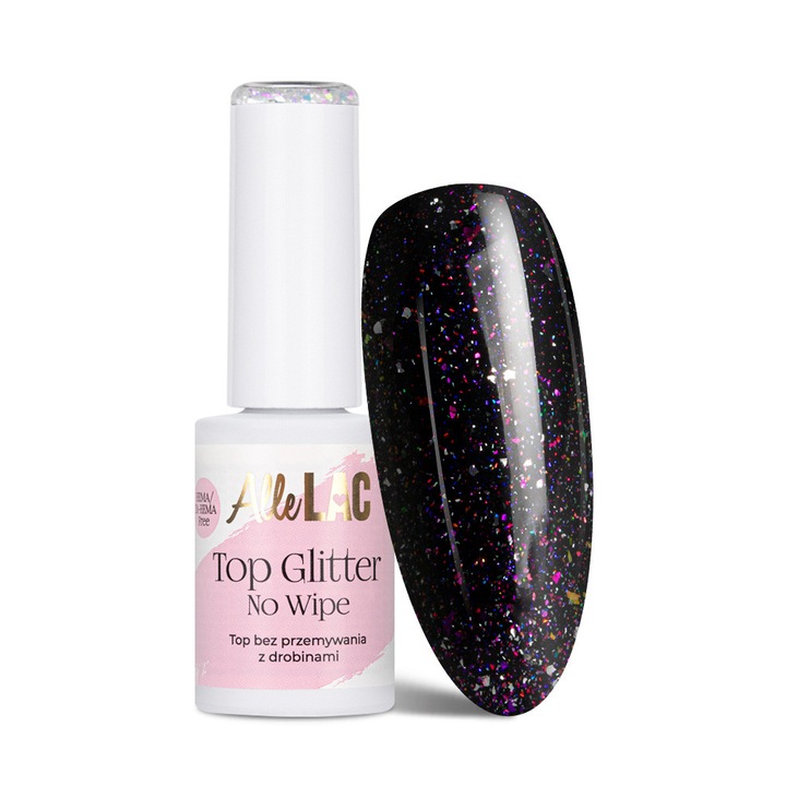 Top glitter AlleLac Twinkle no wipe, fara HEMA/Di-HEMA, multicolor, 7 g