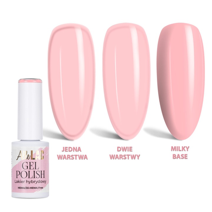 Lac gel polish AlleLac Pinks PI38 Petal Kiss, LED/UV, HEMA/Di-HEMA-free, roz pal, 6 g