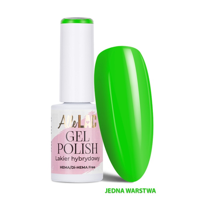 Lac hibrid LED/UV AlleLac Limited Edition Greens G8 Electric, fara HEMA/Di-HEMA, crema, verde electric, 6 g