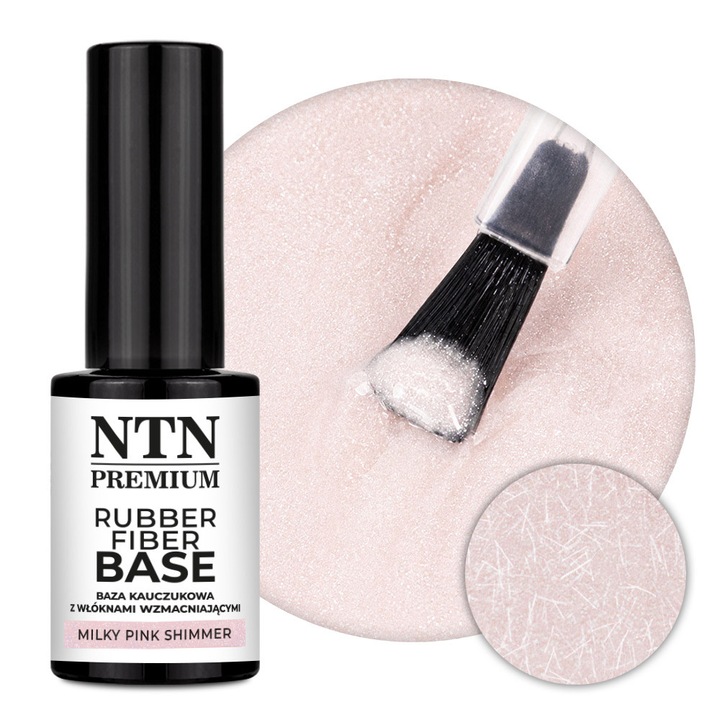 Baza cauciucata NTN PREMIUM Rubber Fiber Base Limited Edition cu fibre intaritoare, Milky Pink Shimmer, 7 g