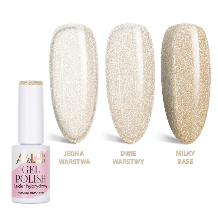 Lac semipermanent AlleLac Nudes N25 Golden Nude, Gel Polish LED/UV, HEMA/Di-HEMA Free, 6 g
