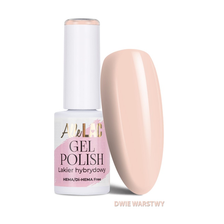 Lac gel polish AlleLac Nudes N27 Cashmere Nude, lac hybrydowy LED/UV HEMA/Di-HEMA Free, bej nud, 6 g