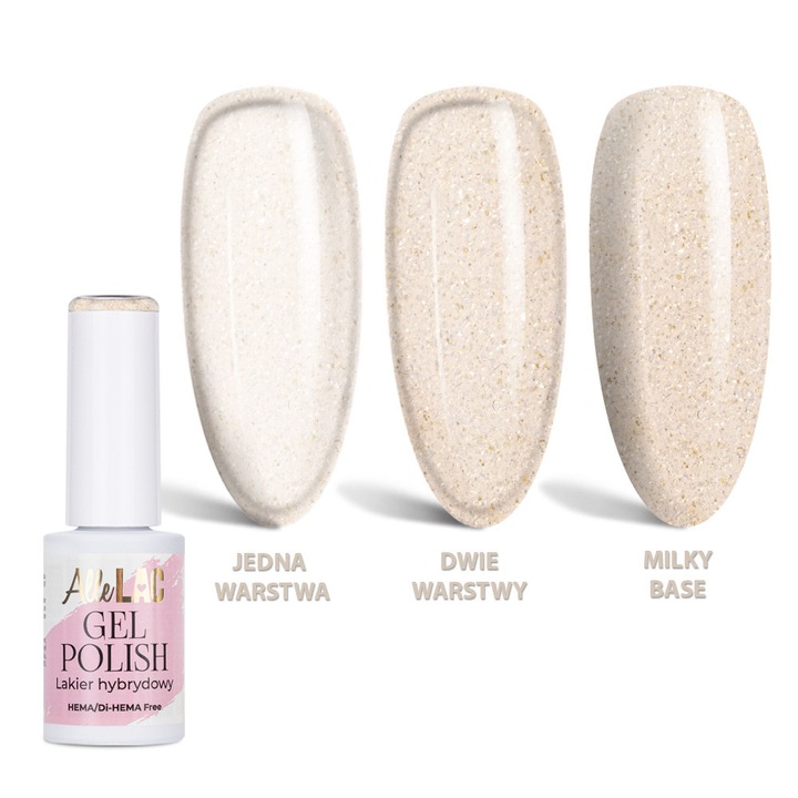 Lac gel AlleLac Whites W10 Sand Glitter HEMA/Di-HEMA Free, bej cu sclipici, 6 g