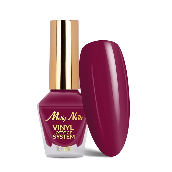 Lac de unghii Molly Nails Color Lacquer Vinyl Effect System, efect vinil, Fuchsia, 10 ml