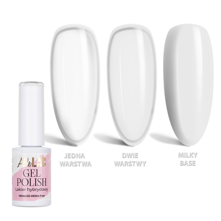 Lac semipermanent AlleLac Whites W8 Milky White, HEMA/Di-HEMA free, alb laptos, 6 g