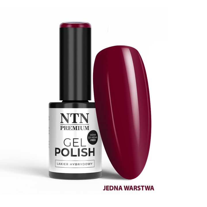 Lac gel pentru unghii NTN Premium Reds 571 Limited Edition, HEMA/Di-HEMA‑free, burgund, 5 g