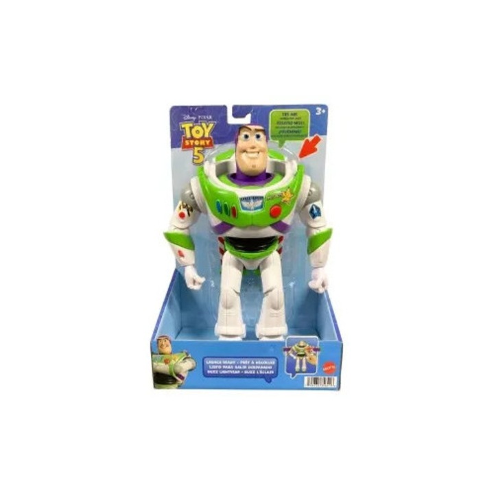 Figurina Buzz Lightyear Toy Story 5 model 31CJ-K0274-260805-1477 cu aripi pop-out si articulatii mobile, alb/verde, 25 cm