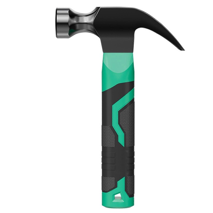 Ciocan cu gheara din otel carbon, maner cauciucat antisoc, verde/negru, 168 mm