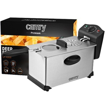Friteuza, CAMRY CR 4909, 2000 W, 3,0 L, Negru/Argintiu Friteuza, CAMRY CR 4909, 2000 W, 3,0 L, Negru/Argintiu
