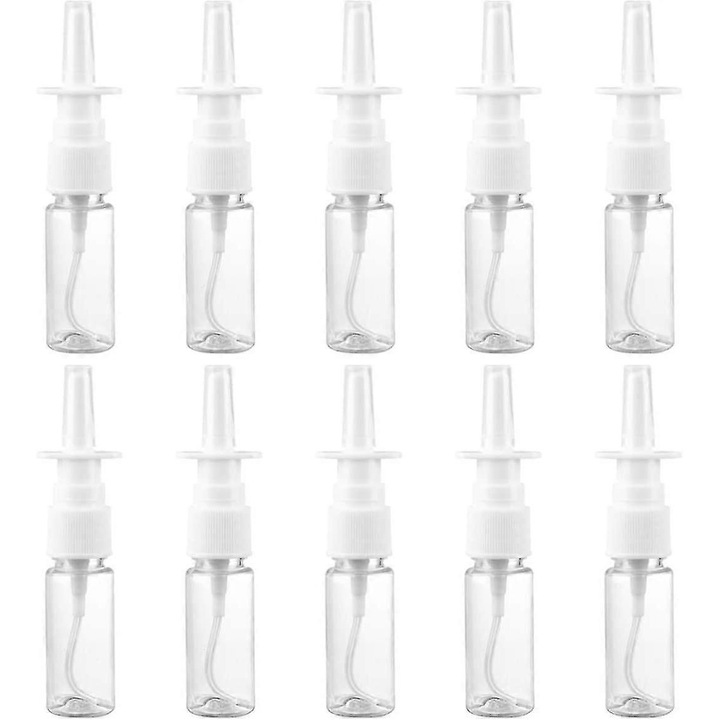 Flacon nazal cu pulverizator 5 ml FG123K0225-260803-9093, plastic transparent cu pompa alba, set 20 buc