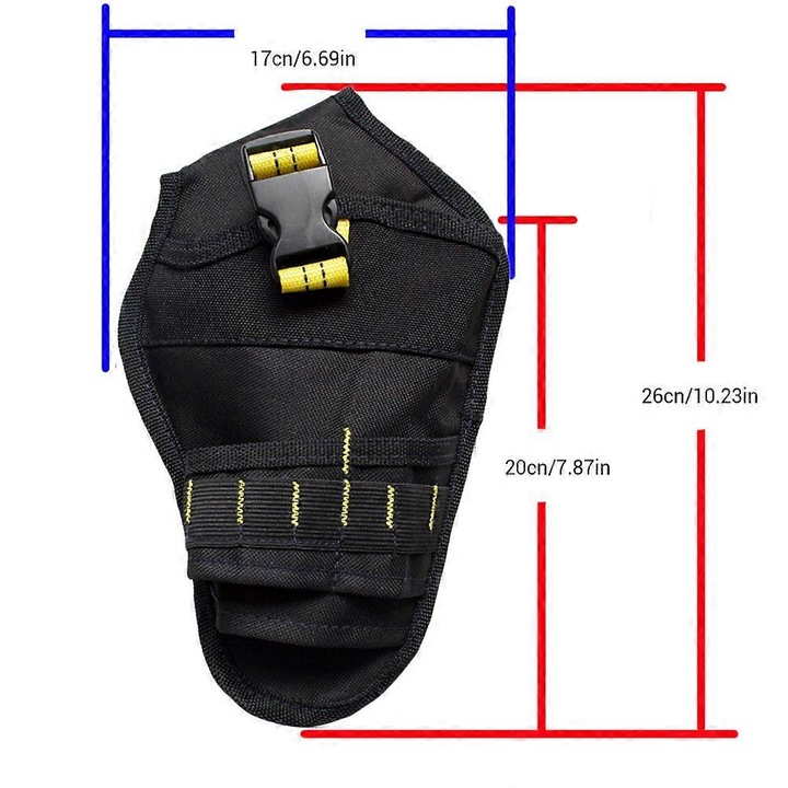 Fúrótok CJ-FRG-K0563-20260805-2686, strapabíró Oxford 900D anyagból, biztonsági pánttal és bittartókkal, fekete, 17 x 26 cm