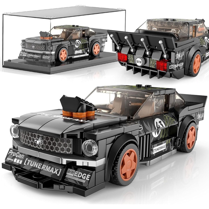 Set de Constructie Masina de Curse Mustang cu Vitrina Acrilica