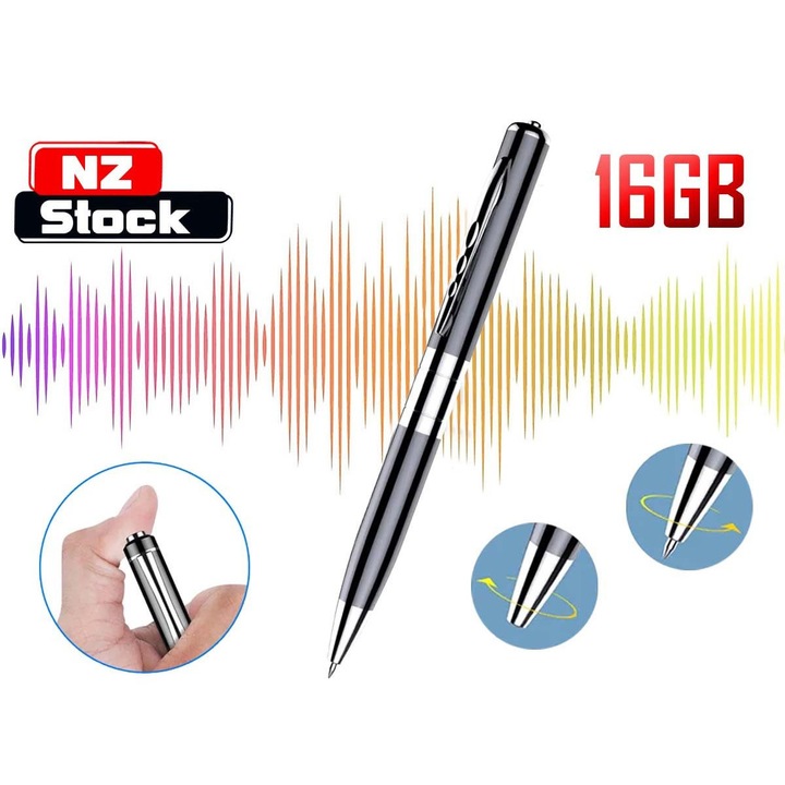Диктофон тип писалка K0345-0806-TDCJ-xw622, 16GB, гласова активация, DSP намаляване на шума, функционална писалка, батерия 180mAh (15ч запис), USB диск/MP3, 3.5мм жак, черен, 148 x 13 мм