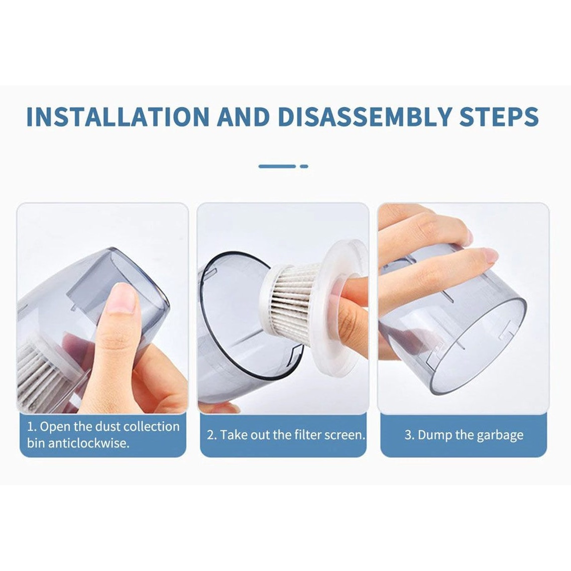 Aspirator portabil fara sac K0345-0806-TDCJ-xw1278, umed/uscat, pentru birou si canapele, argintiu/negru