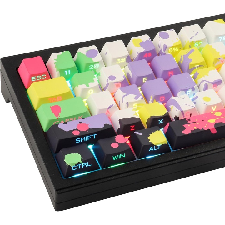 Комплект капачки за клавиши PBT Double Shot 131 броя, Cherry профил, Подсветка, Графити