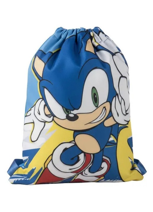 Чанта с връзки за фитнес от 100% полиестер с принт Sonic the Hedgehog, Многоцветен, 27 x 33 x 1 см