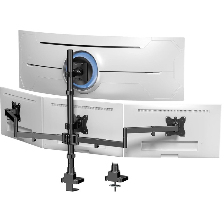 Monitortartó 4 monitorhoz, Ultrawide 49" + 3x27", Állítható