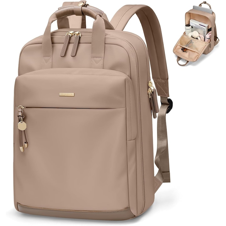 Rucsac Elegant Dama Laptop 15.6 Inch, Maro, Capacitate Mare