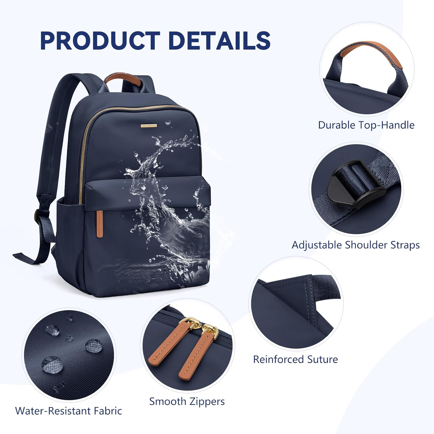 Rucsac Dama Laptop 14 Inch, Anti-furt, Business, Calatorie, Albastru Marin