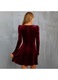 Rochie mini petrecuta bordou din catifea cu maneca lunga