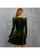 Rochie mini verde catifea maneca lunga