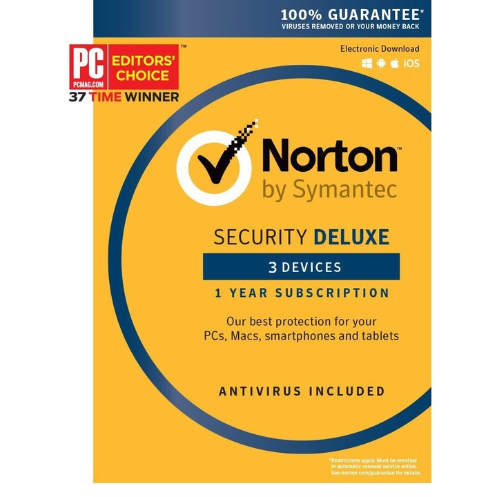 Антивирусна програма Norton security 3.0 Deluxe - електронен лиценз за 3 устройства
