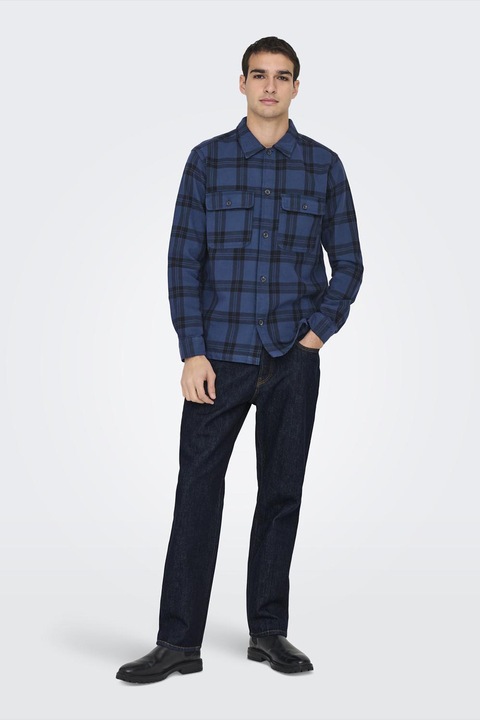 Only & Sons, Straight fit farmernadrág középmagas derékrésszel, Sötétkék