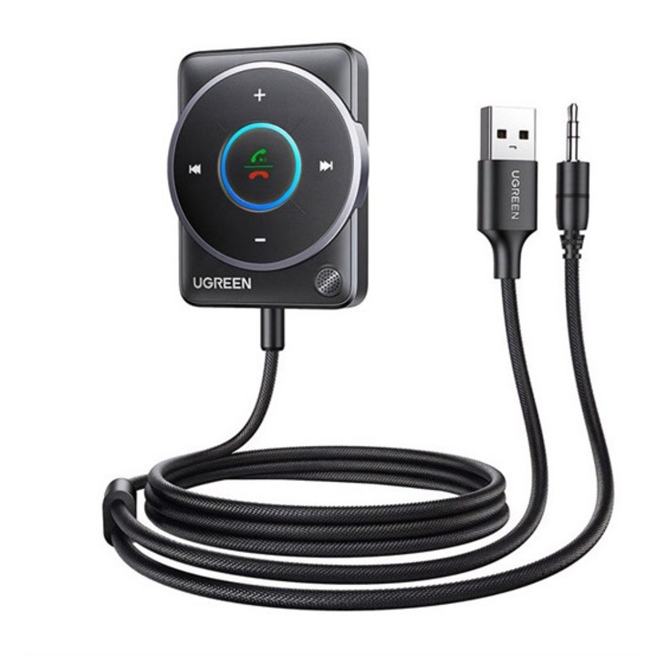 Ugreen cm723 bluetooth adapter, mikrofon, v5.0 + usb / 3.5mm jack kábel, fekete