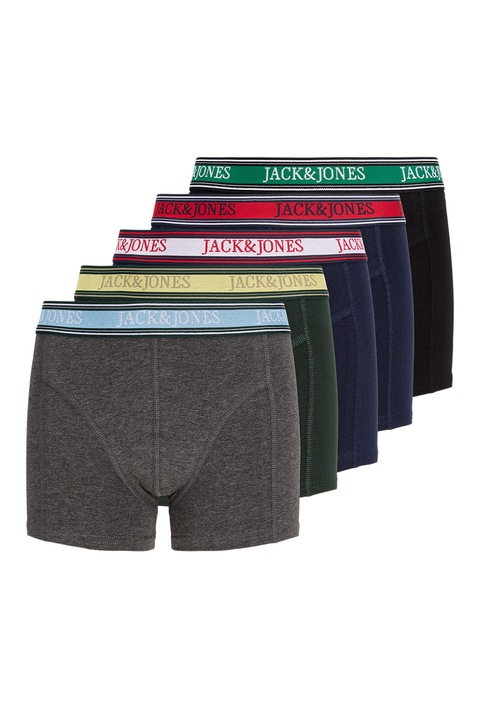 Jack & Jones, Боксерки с лого, 5 чифта, Каки/Тъмносин