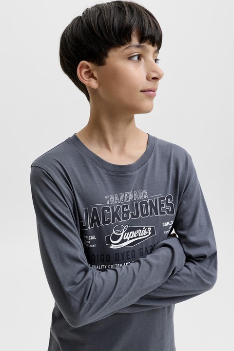 Jack & Jones, Блуза от органичен памук с лого, Тъмносин