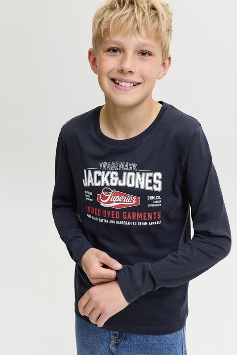 Jack & Jones, Блуза от органичен памук с лого, Тъмносин